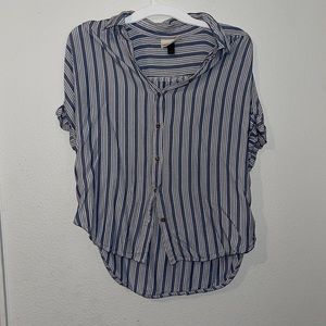 stripped blue button up